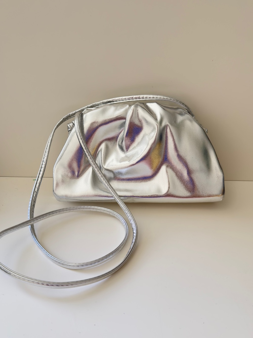 Silver Metallic Crossbody Shoulder Bag